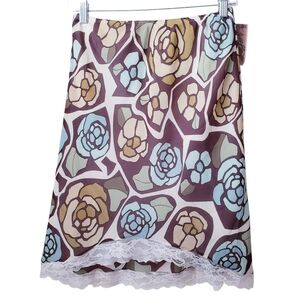 Vintage Lapis Floral Print Skirt